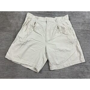 Island Silk Shorts Mens 34 Cream Pleated Chino Pleated 100% Silk Outdoor Beach